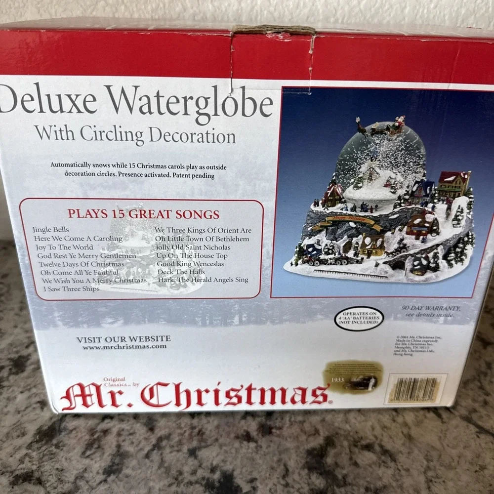 Mr Christmas Holiday Snow Globe Musical Water Globe With Circling Decoration.